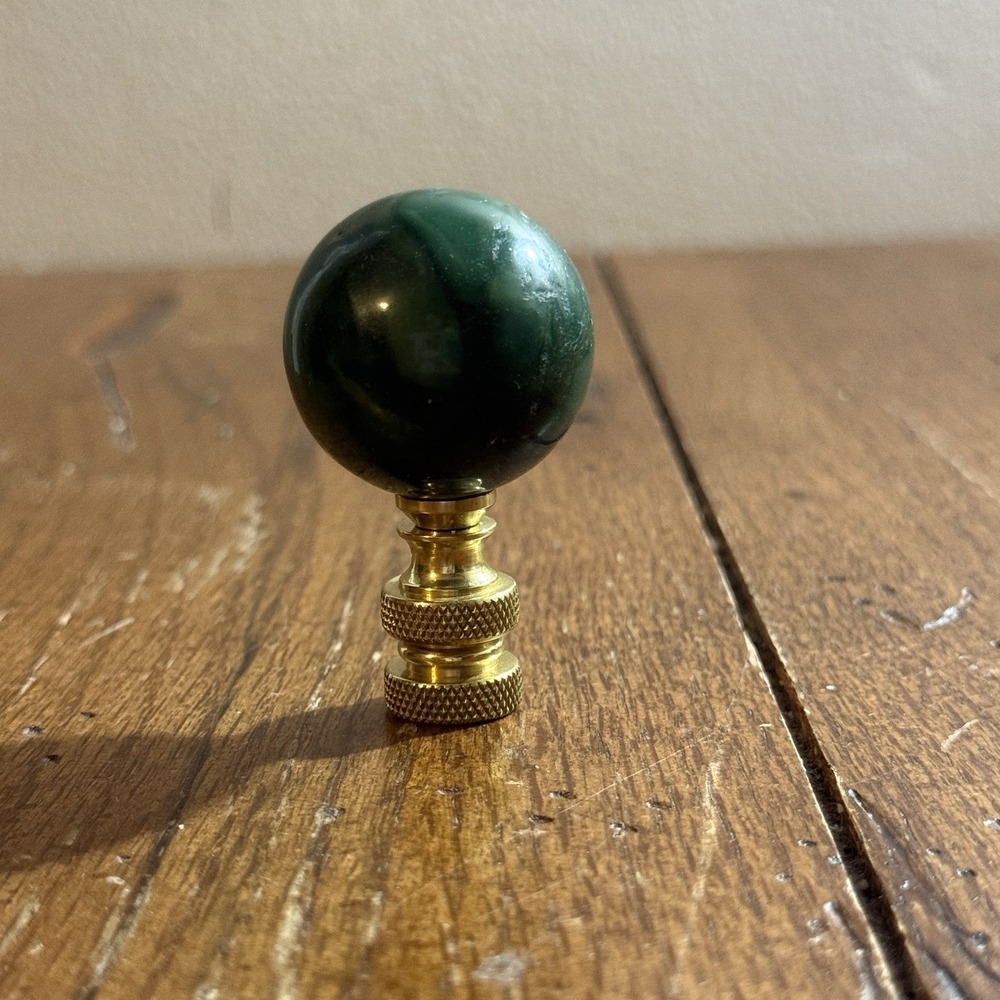 Emerald Green Glass 1" Ball Lamp Finials Nickel/Polished/Antique Brass Bases